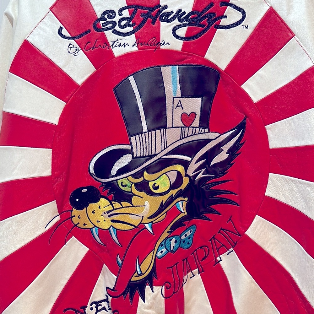 RARE Ed Hardy Leather “Japan” Bomber Jacket, by Christian Audigier